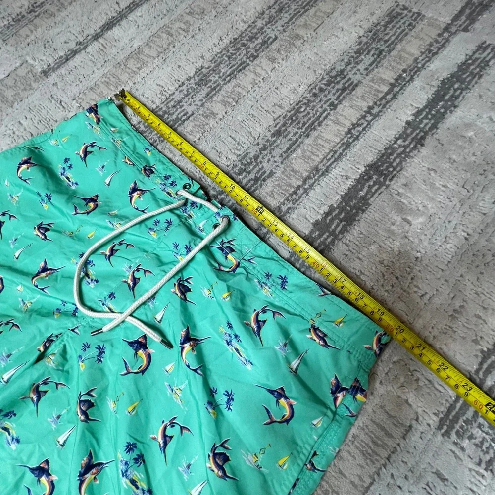 Polo Ralph Lauren Mens XXL Swim Trunks Marlin Sailboat Mint Green Nautical Print